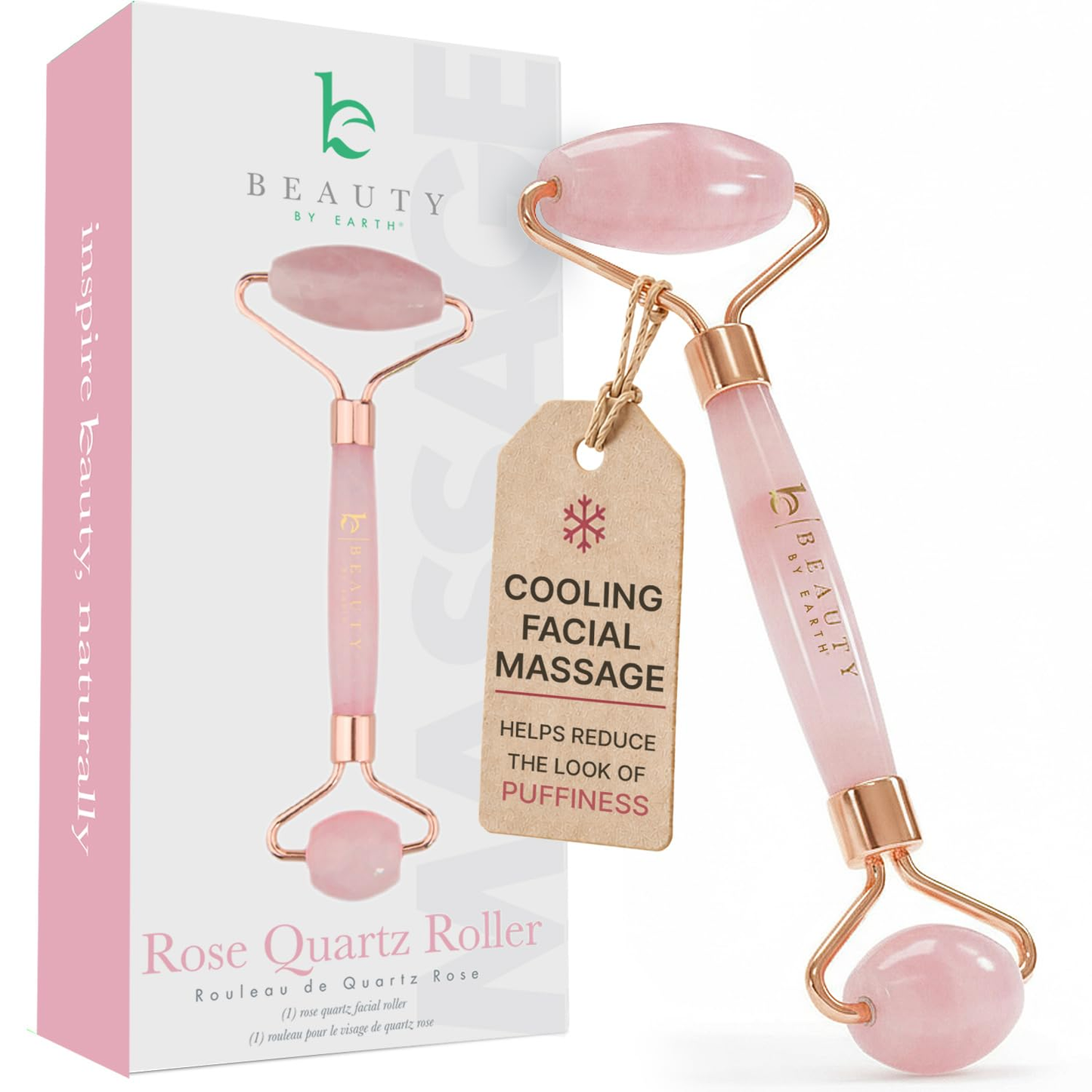 Rose Quartz Face Roller — De-Puff and Glow