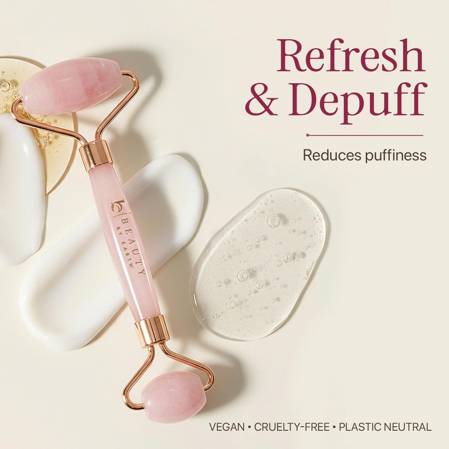 Rose Quartz Face Roller — De-Puff and Glow