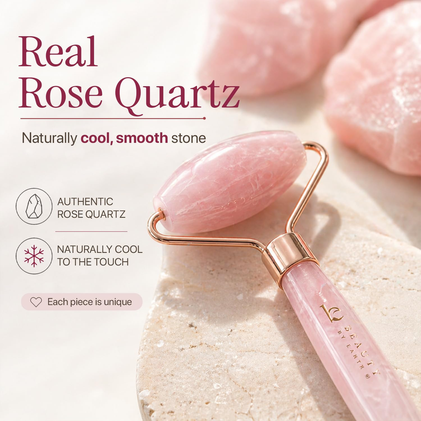 Rose Quartz Face Roller — De-Puff and Glow