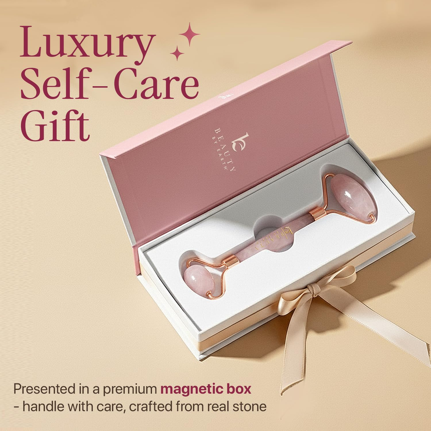 Rose Quartz Face Roller — De-Puff and Glow