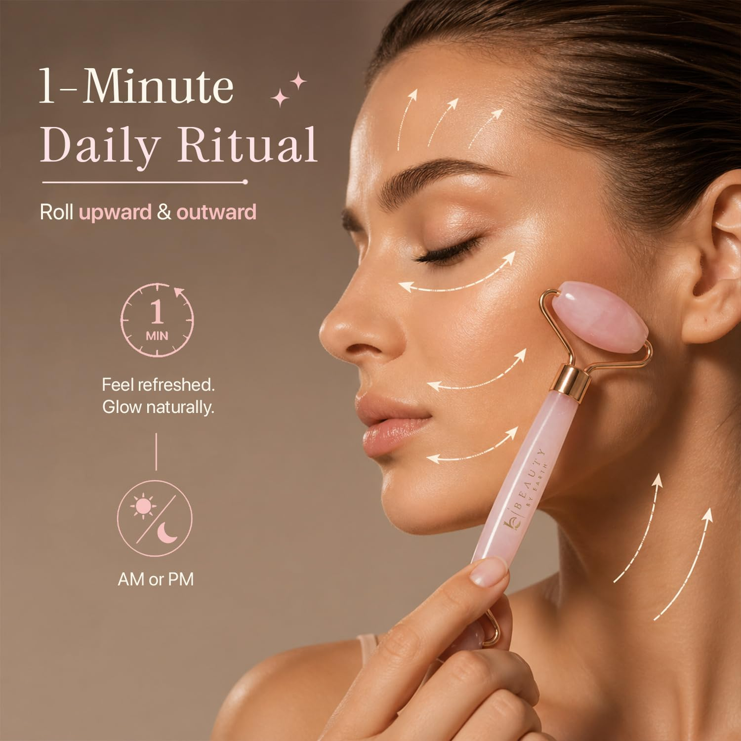 Rose Quartz Face Roller — De-Puff and Glow